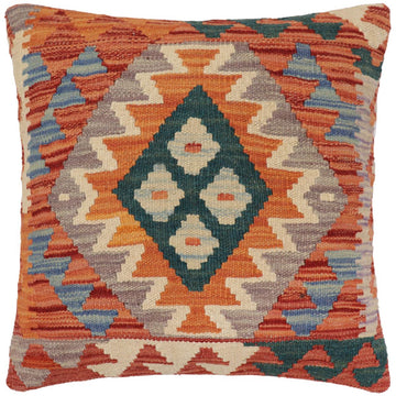 handmade Traditional Pillow Rust Blue Hand-Woven SQUARE 100% WOOL  Hand woven turkish pillow  PILLOW